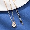 Brass Pave Clear Cubic Zirconia Pendant Necklaces for Women NJEW-Z079-02G-01-1