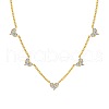 925 Sterling Silver Pave Clear Cubic Zirconia Cable Chain Heart Tassel Necklaces for Women NJEW-Q342-15G-1