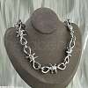 304 Stainless Steel Barb Wire Link Chain Necklaces for Women Men NJEW-A043-04P-1