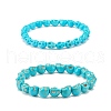 2Pcs 2 Style Synthetic Turquoise(Dyed) Skull Stretch Bracelets Set BJEW-JB08068-1