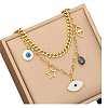 Blue Evil Eye Teardrop Star 304 Stainless Steel Micro Pave Cubic Zirconia Pendant Double Layer Necklaces for Women FS-WGE1300-01-2