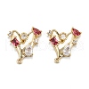 Brass Micro Pave Red Cubic Zirconia Pendants ZIRC-P086-27G-2