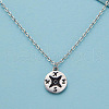 Compass Brass Black Enamel Pendant Necklaces for Women FS-WGDA031-02-1