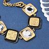 304 Stainless Steel Square Link Bracelets for Women BJEW-Z104-01G-2
