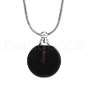Natural Black Onyx(Dyed & Heated) Flat Round Perfume Bottle Pendant Necklaces PW-WGD45C6-10-1
