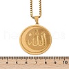 304 Stainless Steel Flat Round with Arabic Pendant Box Chain Necklaces for Women Men NJEW-R013-03G-5