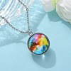 304 Stainless Steel Glass Space Pendant Necklaces NJEW-JN05192-01-1