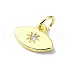 Eye Theme Brass Micro Pave Cubic Zirconia Charms KK-H475-58G-04-2