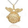 Golden Tone Brass Hollow Round Cage Pendants KK-J234-05G-1