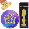 Brass Wax Seal Stamps with Wood Handle AJEW-WH0412-0211-1