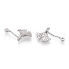 Rhodium Plated 925 Sterling Silver Micro Pave Cubic Zirconia Charms STER-T004-13P-1