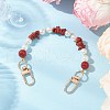 Natural Carnelian(Dyed & Heated) Chip & Round ABS Plastic Imitation Pearl Bag Extension Chains AJEW-BA00147-03-1