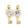 Brass Micro Pave Clear Cubic Zirconia Pendants KK-G490-02G-1