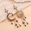 Moon & Star Bohemian Style Alloy with Rhinestone Dangle Earrings FS-WG4F242-01-2
