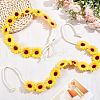 CRASPIRE 2Pcs Cloth Small Sunflowe Wreath Headband OHAR-CP0001-20A-4