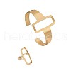 Hollow Out Rectangle Alloy Cuff Bangles & Cuff Rings Sets FS-WGBB0BE-02-5