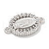 Rack Plating Brass Clear Cubic Zirconia Religion Oval Virgin Mary Connector Charms X-KK-L224-097P-2