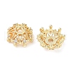 Flower Brass Micro Pave Clear Cubic Zirconia Bead Caps KK-A254-01A-G-1