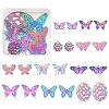 20Pcs 10 Style Ion Plating(IP) 201 Stainless Steel Filigree Pendants STAS-SZ0002-15-1