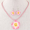 Flower Polymer Clay with Wax Cord Pendant Necklaces & Dangle Earrings Sets FS-WG2CAA9-06-1