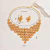 Elegant Alloy Hollow Oval Tassel Necklace & Earrings Set for Wedding Engagement MR8417-2