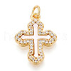 Brass Micro Pave Clear Cubic Zirconia Pendants KK-N268-39G-1