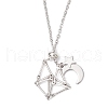 3Pcs 3 Styles 304 Stainless Steel Empty Macrame Pouch Star Moon Pendant Cable Chain Necklace Making NJEW-JN05281-4