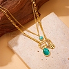 Retro Stainless Steel Double Layer Necklaces PW-WG35A2F-02-2