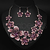 Flower Alloy Rhinestone Pendant Necklaces & Stud Dangle Earrings Sets FS-WGB2523-02-1