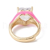 Clear Cubic Zirconia Heart Adjustable Ring with Enamel RJEW-F124-09-G-4