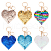 WADORN 6Pcs 6 Colors Valentine's Day Sequin Heart Pendant Keychain KEYC-WR0001-50-1