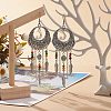 Alloy Moon Web with Feather Chandelier Earrings EJEW-JE05120-2