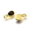 Brass Pave Natural Tiger Eye Oval Charms KK-K398-22G-2