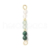 Faceted Round Natural Quartz Crystal & Green Aventurinee & Malachite Beaded Connector Charms PALLOY-JF03530-06-1