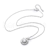 Brass Clear Cubic Zirconia Flower Pendant Neckalces NJEW-C077-01P-2