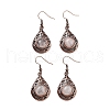 Natural Rose Quartz Teardrop Dangle Earrings EJEW-B055-02R-19-1