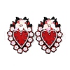 Sacred Heart with Flower Pattern Polyester Fabric Computerized Embroidery Cloth Iron on/Sew on Patches PATC-WH0010-17-1