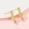 Mushroom Brass Dangle Stud Earrings EJEW-F895-12G-3
