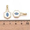 Brass Pave Natural Shell Hexagon Pendants KK-N258-06G-3