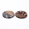 Transparent Resin & Walnut Wood Pendants RESI-T035-35E-3