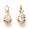Brass Micro Pave Clear Cubic Zirconia Charms KK-F820-15C-G-1