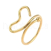 Ion Plating(IP) 304 Stainless Steel Heart Open Cuff Ring for Women RJEW-C097-05G-1