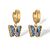 Stainless Steel Micro Pave Cubic Zirconia Hoop Earrings PW-WG6B81B-02-1