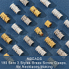  180 Sets 3 Colors Brass Screw Clasps KK-NB0002-78-4