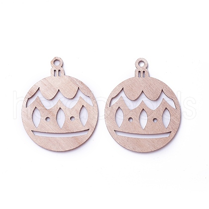 Undyed Wood Pendants WOOD-I004-24-1