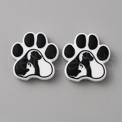 Paw Print Food Grade Eco-Friendly Silicone Beads SIL-WH0008-43A-1