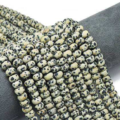Natural Dalmatian Jasper Beads Strands G-P575-A01-8x5mm-1