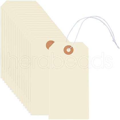 SOFPLATE 100Pcs Blank Paper Price Tags with Cord FIND-SP0002-91B-1