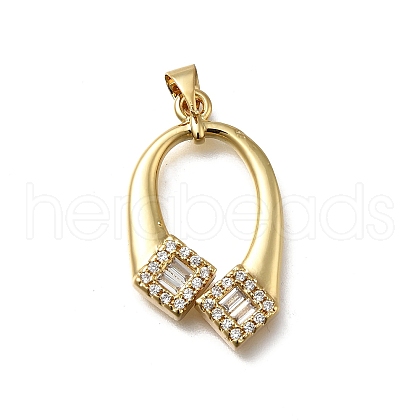 Brass Micro Pave Cubic Zirconia Pendants KK-C090-22G-1