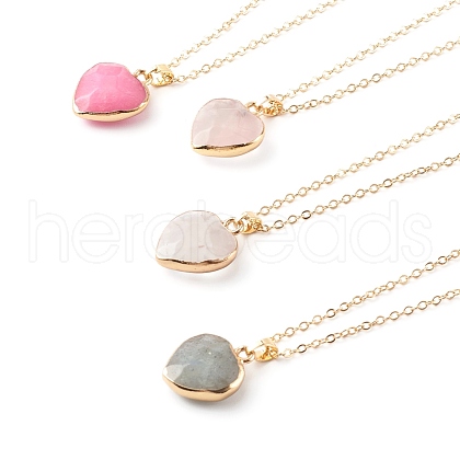 Mixed Natural Gemstone Heart Pendant Necklaces NJEW-JN03491-1